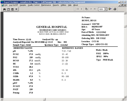 Blood Gas Data Management Software